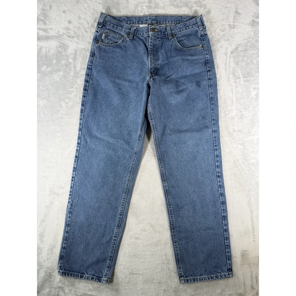 Carhartt Jeans Mens 38x32 Blue Denim Relaxed Fit Straight Leg B17 Vintage